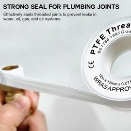 ZINNIAUK 1 Pack PTFE White Thread Seal Tape 12m x 12mm Plumbing Tape Thread Wrap Roll For Bathroom Kitchen Fittings Maintenance Lightweight Durable and Long Lasting Safe for Hot and Cold System