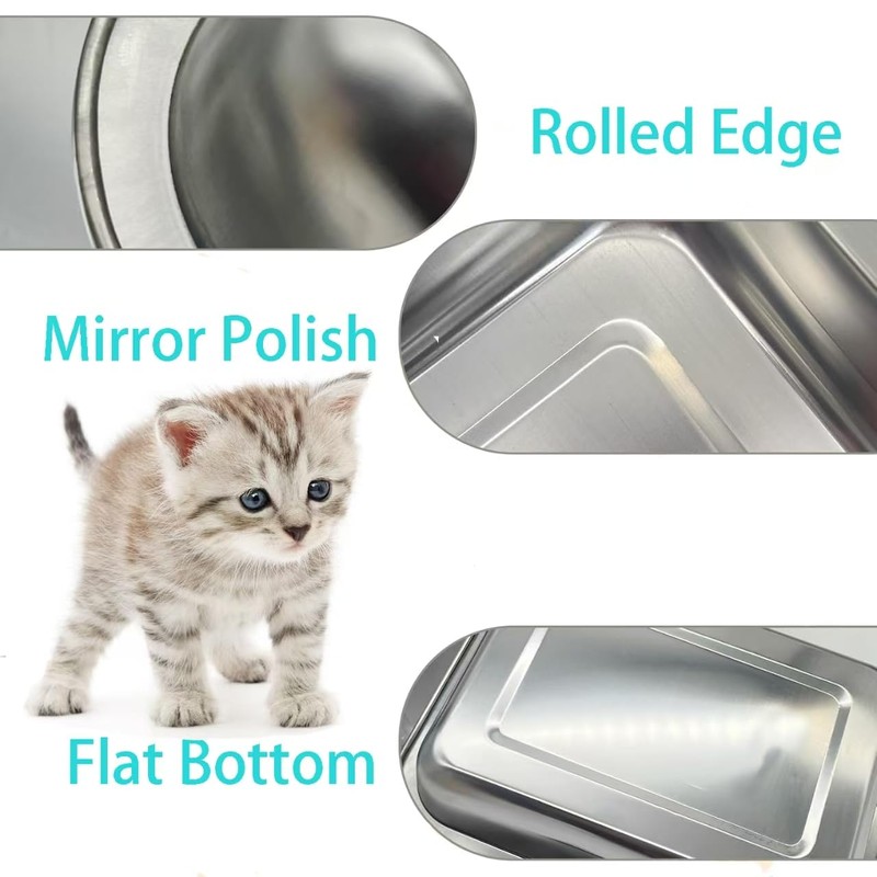 Kitten Litter Box with 1 Scoop,Stainless Steel Small Litter Box,