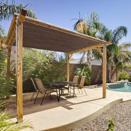 Eden's Decor Square 11' x 11' Brown Sun Shade Sail Canopy UV Block for Backyard Porch Pergola Lawn Garden Carport