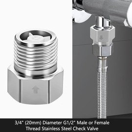 1/2" Male to 1/2" Male Check Valve Backflow Prevention, 1/2 inch Thread Non Return One Way Check Valve for Water Heater, Tank, Tower, Toilet,2Pack