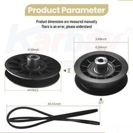 2 Pack 532194326 V-Groove Idler Pulley & 532194327 Idler Pulley & 532130969 Belt for Husqvarna Riding Lawn Mowers 280-6630, 194327, 194326, LGT 2654, YTH 1542 XPT, YTH 20 K 46, YTH 2348, YTH 2454