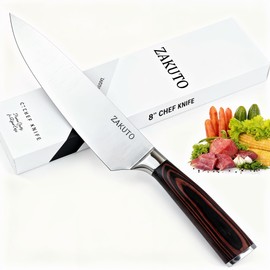 ZAKUTO 8" Japanese Chef Knife – Razor-Sharp High-Carbon Stainless Steel, Ergonomic Pakkawood Handle – Premium Gift Box