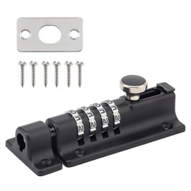 MEINUOKA Slide Bolt Latch for Gate, 4.8" Combination Sliding Lock for Door Security with 4-Digit, Bolt Lock for Gates, Sheds, Fences, Yards, Cabinets, Indoor/Outdoor Use, Black