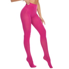 HeyUU Women’s Colourful, Semi-Opaque Support Tights, 80 Denier, Microfiber, pink-red