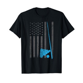 Vintage USA Flag Pool Stick Funny Billiards Gift Men Women T-Shirt