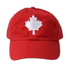 Gorra de béisbol roja con diseño de hoja de arce de Canadá | Gorra de béisbol de sarga bordada para adulto, Rojo, Talla única