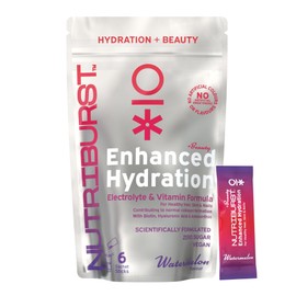 Nutriburst - Enhanced Hydration + Beauty - Electrolytes + 11 Vitamins & Minerals • Energy • Radiant Skin • Nourish Hair • Performance - Suitable for Vegans - 6 Pack: Watermelon