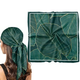 Cabreche Scarf Silk Feeling Square Satin Head Hair Wrap 27.5 Inches Trendy Aesthetic Cute Decoration for Women Girls-Green