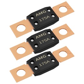 Joinfworld 3Pcs 175A MEGA Fuse, High Current Bolt Mount Automotive 175 Amp MEGA/AMG Fuse for Cars, Trucks, Construction Vehicles, Buses, Caravan Cars, Boats