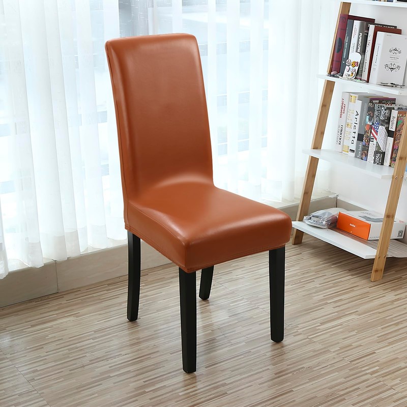 YISUN Dining Chair Covers, Solid Pu Leather Waterproof and Oilproof