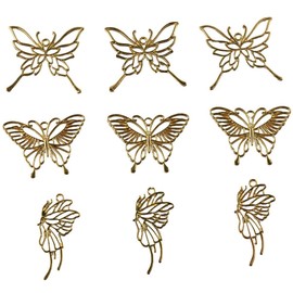 Uniquer 30Pcs Butterfly Open Bezels Charms 3 Styles Hollow Golden Butterfly Moulds Pendant Frame for DIY DIY Pressed Flower Frame Bracelet Necklace Resin Jewelry Making