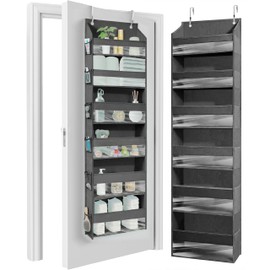 HOMELUX THEORY UPGRADED Over The Door Organizer Hanging - 100D EXTRA THICK & 50lbs HUGE CAPACITY 6 Large Front & 12 Side Pockets, Over The Door Shoe Organizer, Hanging Closet Organizer (DarkGray, 1pc)