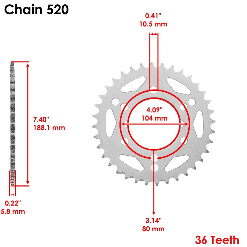 Caltric O-Ring Drive Chain & Sprockets Kit for Polaris Trail