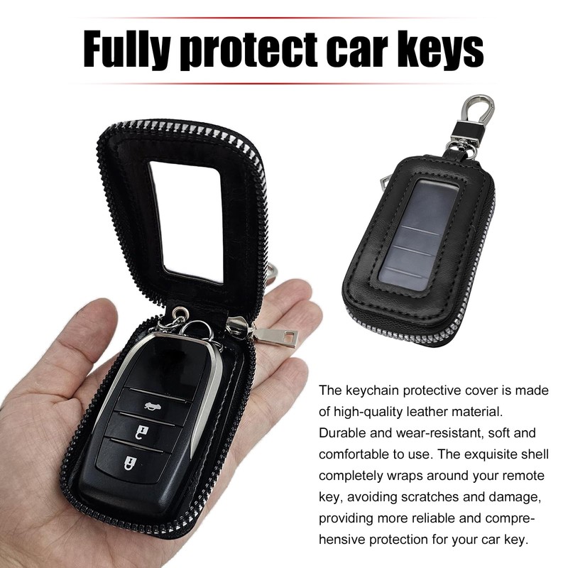 gunroil 1 PC Double Layer Car Keychain Box, Leather Car