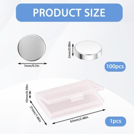 100 Pcs Mini Magnets Set, Small Strong Neodymium Magnets, Fridge Magnets, 5x2mm Round Magnets with 1 Transparent Storage Box for Crafts, Whiteboard, Photos, Notice Board, Picture