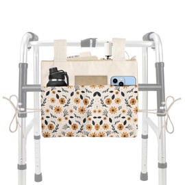 Walker Bag,Handy Walker Basket for Folding Walker with Cup Holder for Seniors,Walker Accessories Storage Bag Organizer Universal Fit for Folding Walker,Wheelchairs,Strollers,Scooters, Rollator Walkers