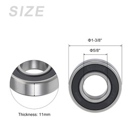 METALLIXITY Deep Groove Ball Bearings (99502H-2RS, 5/8" x 1-3/8" x 11mm) 4Pcs, Chromium Steel Double Sealed Industrial Bearings - for Industrial Micro Motor