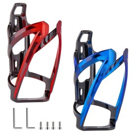 Bicycle Bottle Holder, Pack of 2, Drink Holder, Bicycle, Durable Ultralight Plastic Water Bottle Holder for MTB, Road Bike, Mountain Bike (Red, Blue)