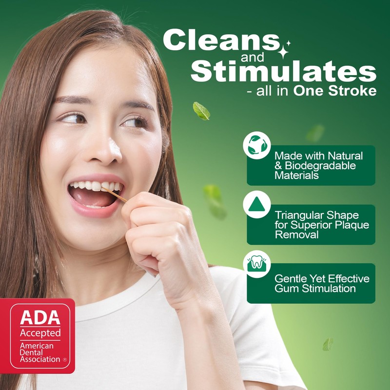 The Natural Dentist Stim-U-Dent Mint Dental Picks, Wooden Toothpicks for