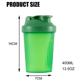 Toced Protein Shaker Bottle with Stainless Steel Mixball, Mini Water Bottle for Protein Shakes with Leakproof Flip On Lid, BPA Free, Perfect for Protein & Supplement Shaker Bottle 400ml (Green)