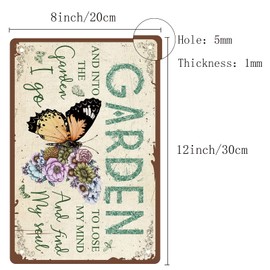 CREATCABIN Butterfly Garden Metal Tin Sign Birthday Gardener Gifts Christmas House Warming Gift Retro Vintage Wall Art Mural Hanging Iron Painting for Gardening Lovers Yard Outdoor Decor, 12 x 8 Inch