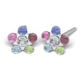 Sensitive by Studex, flower stud earrings, 5 mm, polished surgical steel, 9 variants, Stainless Steel