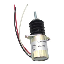AM124379 New 12V Fuel ShutOff Solenoid Compatible with John Deere 415 455 445 430 332 855 856 375 675 F915 F925 F935 Front Mower Lawn and Garden Tractors Replacement for AM103337 AM124380