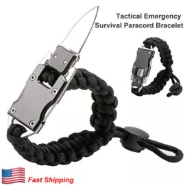 Unbranded Lot Of 2 Black Paracord Tactical Knife Bracelet Survival Gear EDC Tactical Gift