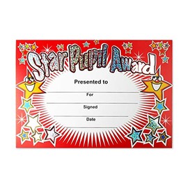 SuperStickers Star Pupil Award Sparkling Red Certificate, DMC10019