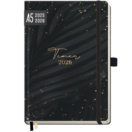 Häfft® Weekly Note Calendar 2025/2026 A5 "Dark Leaf" Diary 18 Months: Jul 25 - Dec 26 - Book Calendar, Weekly Planner, Appointment Calendar, Weekly Calendar - Sustainable & Climate Friendly