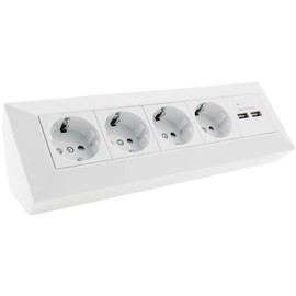 ChiliTec ChiliTec Steckdosenblock Ecksteckdose 4-Fach Schutzkontaktsteckdose 2X USB-A 3,1A Wei?