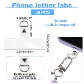 Gjinxi 36 Pcs Phone Tether Tab, Universal Phone Lanyard Patch without Adhesive, Phone Strap Replacement Part for All Full Phone Cases