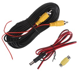 15m Rückfahrkamera Kabel,Rückfahrkamera Verlängerungskabel,Verbessertes Doppelt Abgeschirmtes RCA Kabel mit 1 Cinch Adapter und 1M DC Stromkabel für Monitor und Rückfahrkamera