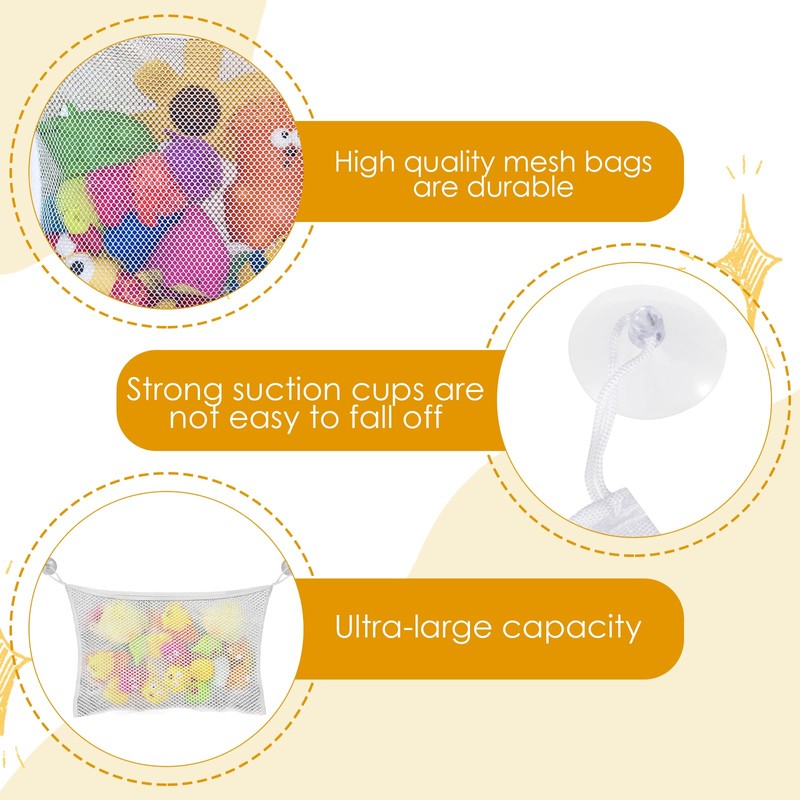 2 Pcs Bath Toy Storage, Large Bath Toy Storage Mesh