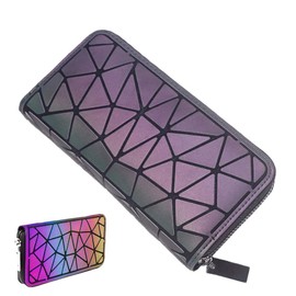 Lumbor37 Cartera Ligera Colorida Crujiente Reflectante del Arco Iris Luminosa de Cuero PU para Mujer