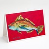 Caroline's Treasures Fish - Red Fish Woo Hoo Greeting Cards
