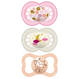 MAM - Paquete variado de chupetes, incluye 3 tipos de chupetes, la forma de pezón ayuda a promover un desarrollo oral saludable, 6-16 meses, niña, 3 unidades