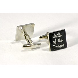 Virens Empourium Men's Cufflinks BLACK SQUARE, Best Man, Groom, Usher, Page Boy and Many More Titles with Gift Pouch with Every Pair of Cuff links (Brother Of The Bride)