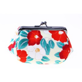 watona Crepe Cosmetic Pouch, Width 3.9 - 4.7 inches (10 - 12 cm), Mini 3.5 inches (08 White Camellia)