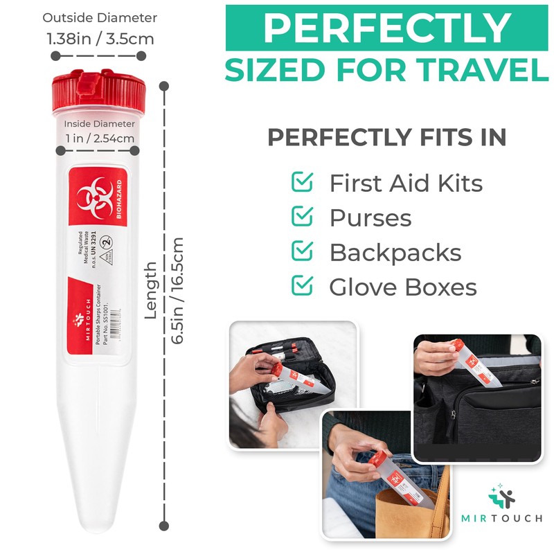 Sharps-Shuttle - Single Use Travel Sharps Container for Needles Syringes