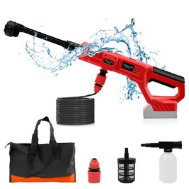 Cordless Pressure Washer Compatible with Milwaukee18V Battery, Cordless Power Pressure Jet Washer with 6-in-1 Nozzle Foam Pot, 16ft Hose for Car, Home, Lawn, Garden, Fence (Body Only)