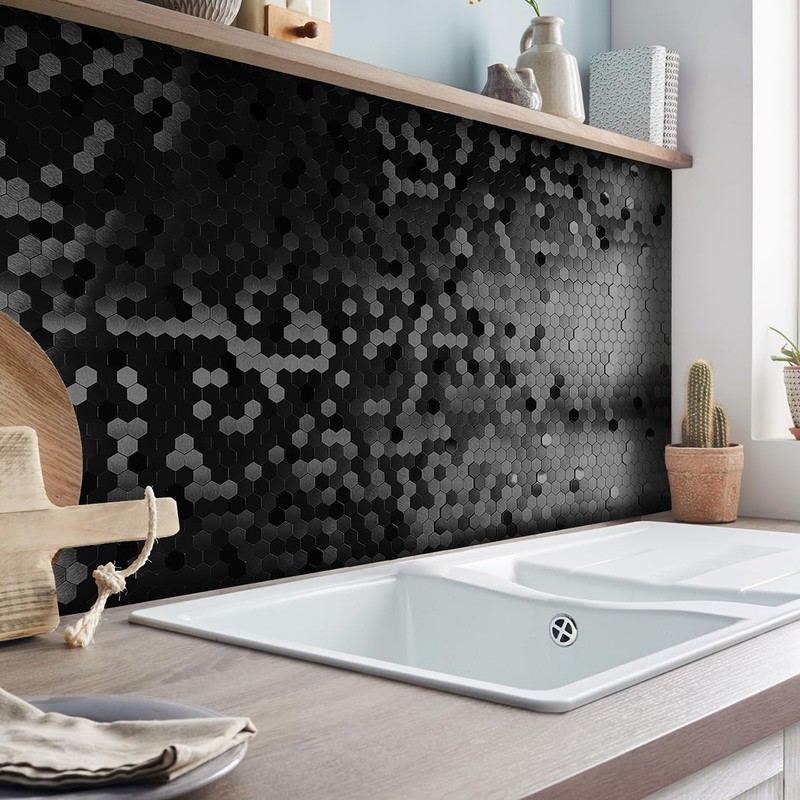 QMARK Peel and Stick Tiles for Kitchen, Self-Adhesive Metal Backsplash
