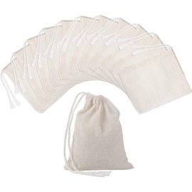 50 Pcs Muslin Bags 100% Cotton Drawstring Bag Soap Nuts Mesh Bags Tea Bags 4 * 3in
