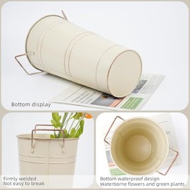 Notakia - Jarrones de Metal galvanizado de 10.62 Pulgadas para Flores Cortadas para decoración del hogar y decoración de Mesa de Boda (8 Piezas Beige Mediano)