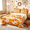 Fall Pumpkin Bed Sheets Queen Autumn Maple Leaves Bedding Set
