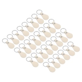 PATIKIL Leather Key Fob Kit, 30 Pack PU Leather Key Fob Blanks with Rivets and Key Rings DIY Keychain for Laser Engraving Leather Making, White