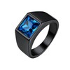 Bestyle Black Men Signet Ring-8mm*8mm Blue Topaz Sapphire Gemstone Ring