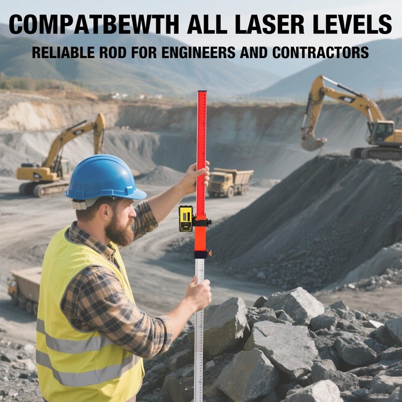MOETER Laser Grade Rod - 2.4M Aluminum Grade Stick for