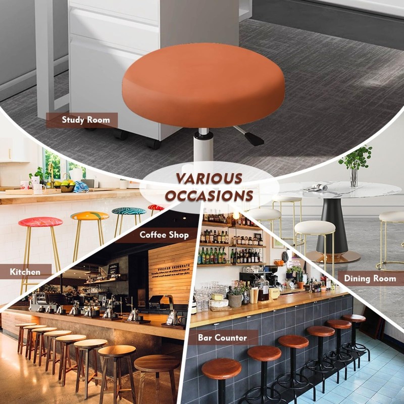 Wanyint Bar Stool Chair Cover Round Super Breathable Dark Orange