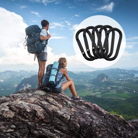 10 Pcs Spring Snap Hooks, Small Carabiner Clips, Aluminum Alloy O-shaped Carabiner Keychain Hook Heavy Duty, Mountaineering Buckle for Outdoor, Fishing, Hiking, Traveling (Black)